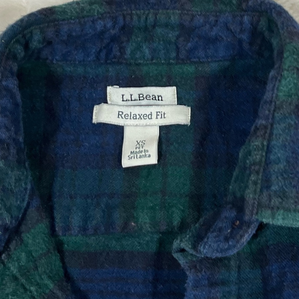 L.L. Bean XSP Blue Green Plaid Flannel Preppy Fall Winter Button Shirt Casual - Picture 7 of 7
